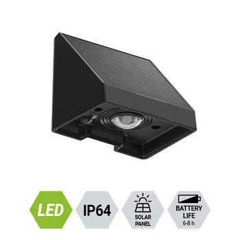 Prezent TREN kültéri solar fali lámpa műanyag, fekete, LED, 0,5W, 3000K, 30 Lm, IP64 - 65288