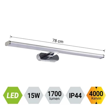 Prezent FONTEA fürdőszobai fali lámpa műanyag, króm, fehér, LED, 4000K, 15W, 1700lm, IP44 - 70223