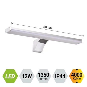 Prezent ASTA fürdőszobai fali lámpa fém, műanyag, króm, fehér, LED, 4000K, 12W, 1350lm, IP44 - 70224