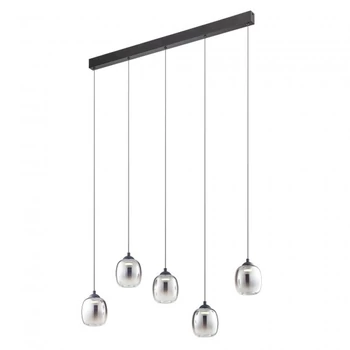 REDO KHADI függeszték, fém, üveg, fekete, füstszín, LED, 3000K, 26W, 1511lm - 01-3490