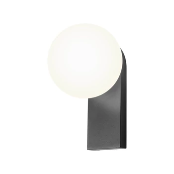 Redo OPALE fali lámpa fém, üveg, fekete, opál, LED, 9.5W, 841lm, 2700K, IP44 - 01-4377