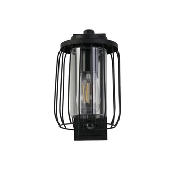 Searchlight REED kültéri fali lámpa mozgásérzékelővel fém, műanyag, fekete, áttetsző, E27, IP44 - 44610BK-PIR