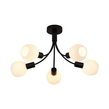 Searchlight Nova mennyezeti lámpa fém, üveg, fekete, opál, E14, 40W - 54715-5BK