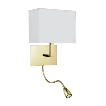 Searchlight HOTEL fali lámpa fém, szövet, sárgaréz, fehér, LED + E27, 3000K, 108 Lm - 6519SB
