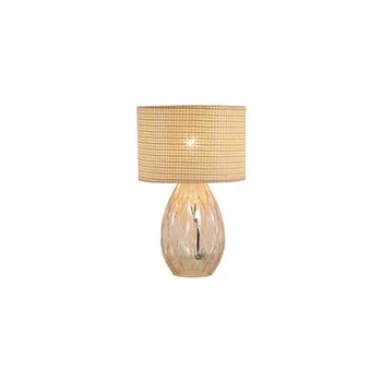 Searchlight Diane asztali lámpa üveg, rattan, pezsgő, barna, E27, 40W - EU54636CP