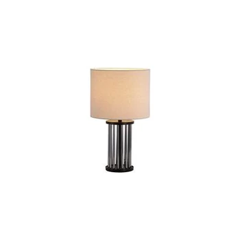Searchlight Swizzle asztali lámpa fém, üveg, szövet, fekete, füstszín, fehér, E27, 40W - EU55623SM