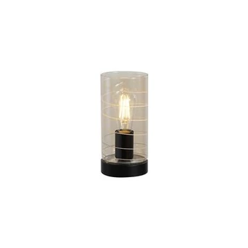 Searchlight Broughton asztali lámpa fém, üveg, fekete, borostyán, E27, 60W - EU82329AM