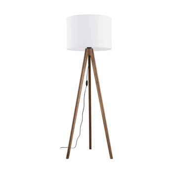TK Lighting GRAND állólámpa fém, fa, szövet, barna, fehér, E27 - TK-16003