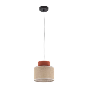 TK Lighting DUO függeszték fém, szövet, téglaszín, természetes, E27 - TK-2785