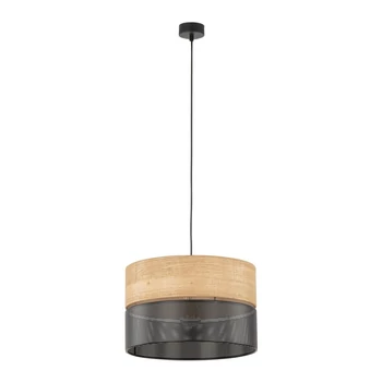 TK Lighting NICOL függeszték fém, fa, fekete, barna, E27 - TK-4799