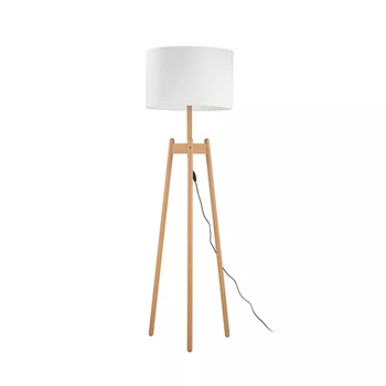 TK Lighting PEREZ állólámpa fa, szövet, fehér, E27 - TK-5424