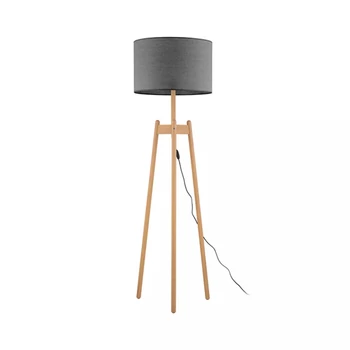 TK Lighting PEREZ állólámpa fa, szövet, szürke, E27 - TK-5426