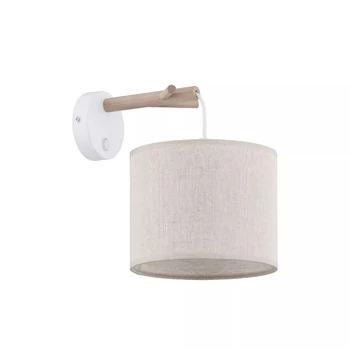 TK Lighting ALBERO fali lámpa fém, fa, szövet, fehér, ekrü, E27 - TK-6555