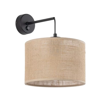 TK Lighting JUTA fali lámpa fém, szövet, fekete, természetes, E27 - TK-6858