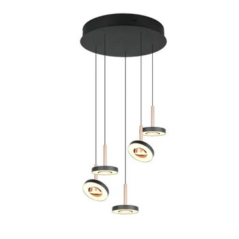Trio GUANO függeszték fém, akril, nikkel, fekete, barna, fehér, LED, 40W, 2300-3000-4000K, 4250Lm - 334430565
