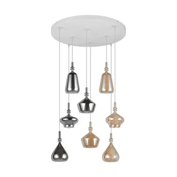 Trio ALDEA függeszték fém, üveg, fehér, króm, borostyán, E14 - 349430817