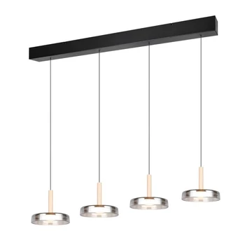 Trio CELESTE függeszték, fém, üveg, fekete, króm, LED, 28W, 3000lm, 3000K - Trio-354910432