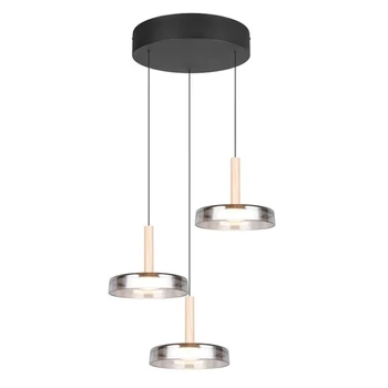 Trio CELESTE függeszték, fém, üveg, fekete, króm, LED, 21W, 2250lm, 3000K - Trio-354930332