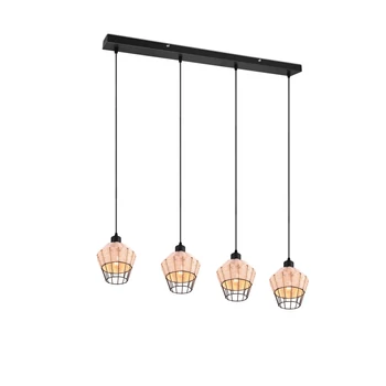 Trio BORKA függeszték fém, rattan, fekete, természetes, E27 - R31264036