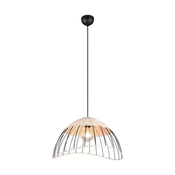 Trio SANDRIN függeszték fém, ratan, fekete, természetes, E27 - R36211032