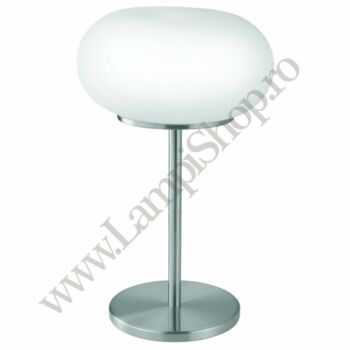 Eglo OPTICA asztali lámpa, E27 foglalattal, fényforrás nem tartozék, IP20 acél szatén nikkel test, matt opál üveg fehér bura | 86816