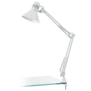 Eglo FIRMO asztali lámpa, E27 foglalattal, fényforrás nem tartozék, IP20 acél-műanyag fényes fehér test | 90872