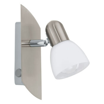 Eglo ENEA spot lámpa, E14 foglalattal, fényforrás nem tartozék, IP20 acél szatén nikkel test, szatén üveg fehér bura | 90982