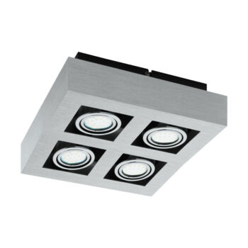 Eglo LOKE 1 mennyezet lámpa, GU10-LED foglalattal, fényforrás tartozék, IP20 alumínium-acél szálcsiszolt alumínium-króm-fekete test | 91355