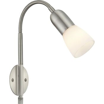 Globo CATHY fali lámpamatt nikkel fém fehér üveg E14 1x 40W (nem tartozék) IP20 - 5453-1W