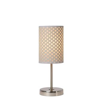 Lucide MODA asztali lámpa házikó stílus fém fehér szatén króm kerek forma E27 IP20 - 08500/81/31