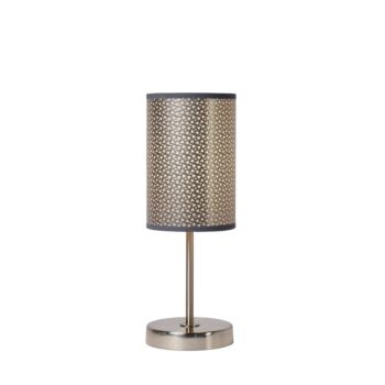 Lucide MODA asztali lámpa házikó stílus fém szürke szatén króm kerek forma E27 IP20 - 08500/81/36