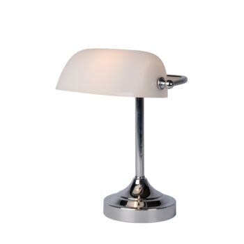 Lucide BANKER asztali lámpa klasszikus stílus fém króm fehér E14 IP20 - 17504/01/11